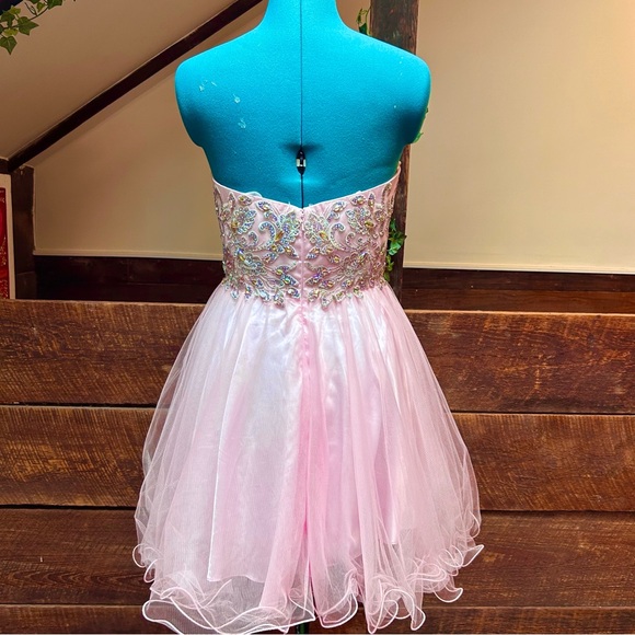 Ethereal Strapless Tulle Fairy Princess Pageant Mini Prom Dress Iridescent Gems - Picture 8 of 16